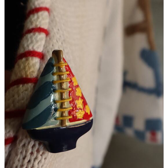 Vintage 80s 90s The Quacker Factory Cardigan Nautical Sailboat Lighthouse 1X - Picture 5 of 10
